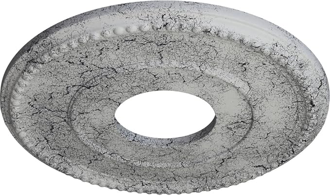 Ekena Millwork CM12BRUWC Bradford Hand-Painted Ceiling Medallion , Ultra Pure White Crackle