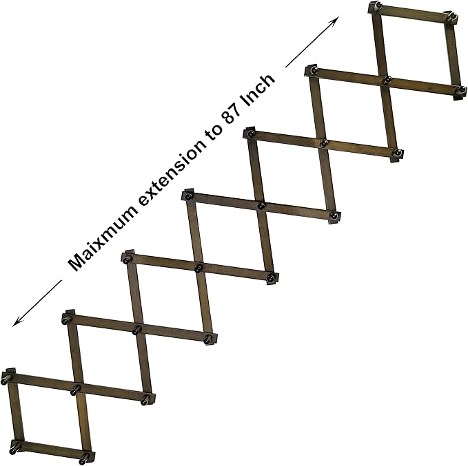 SKOLOO Accordion Wall Hanger with 22 Hooks, Modern Expandable Coat Rack Hat Rack for Wall, Solid Wooden, Dark Walnut Color