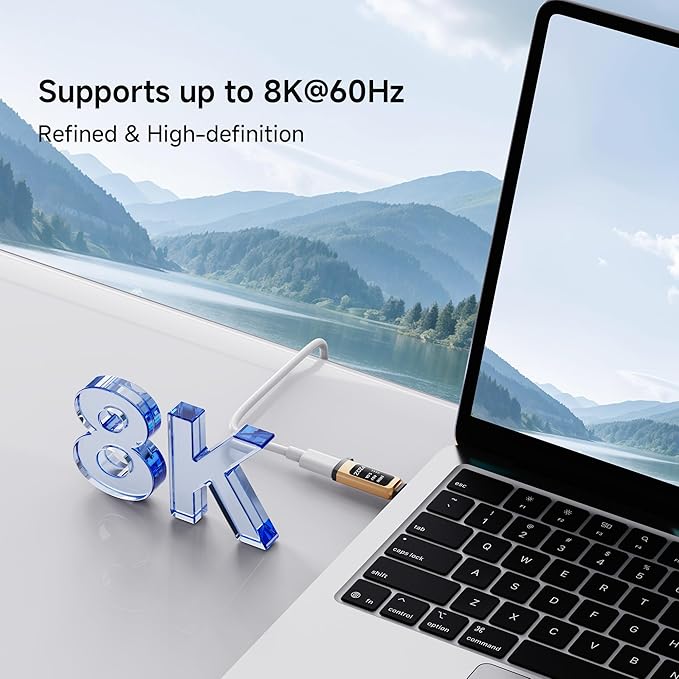 pzoz USB C Extender Adapter, Type C 240W Power Delivery Male to Female, 40Gbps Data Transfer, 8k@60Hz Video with LED Smart Display, Compatible with MacBook, iPad, Thunderbolt 4/3