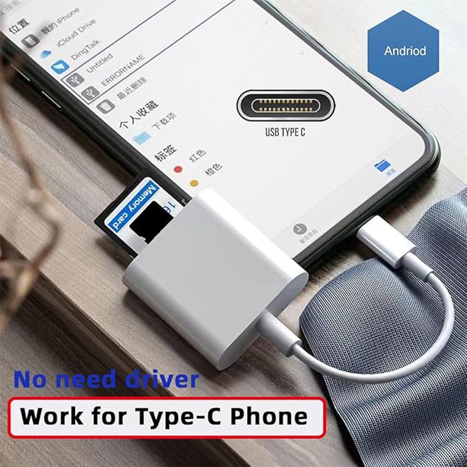 NFHK USB 2.0 Type C USB-C to TF Micro SD SDXC SDHC Card Reader Adapter Compatible with MacBook Laptop Tablet Phone