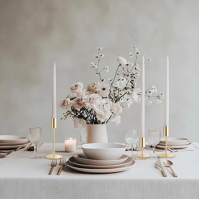 Gold Taper Candlestick Holders,Taper Candle Holders Set of 6,Metal Taper Candle Sticks Stand Holders,Modern Decorative Candle Holders for Wedding Certerpieces,Festive, Mantel,Home,Party