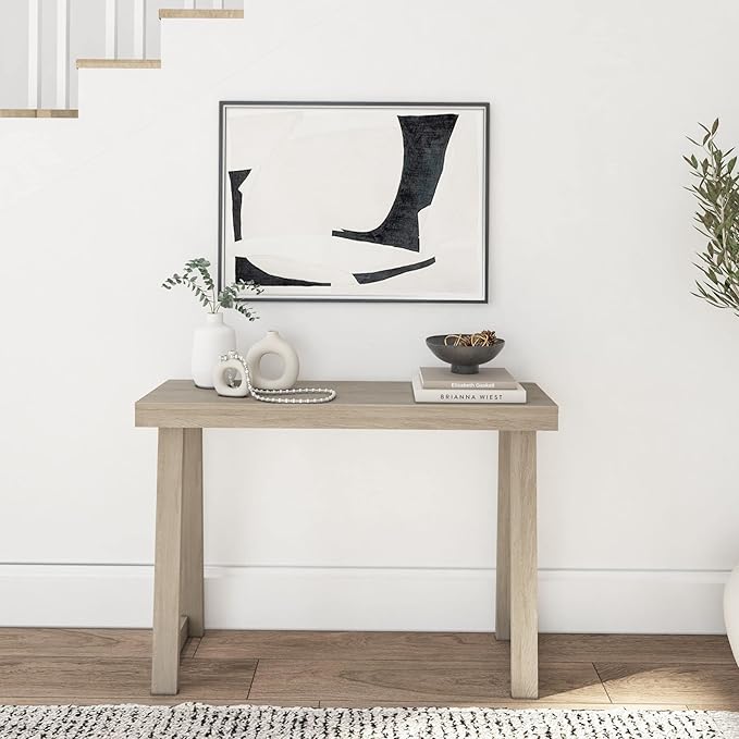 Plank+Beam Solid Wood Console Table, 46 Inch, Sofa Table, Narrow Entryway Table for Hallway, Behind The Couch, Living Room, Foyer, Easy Assembly, Seashell