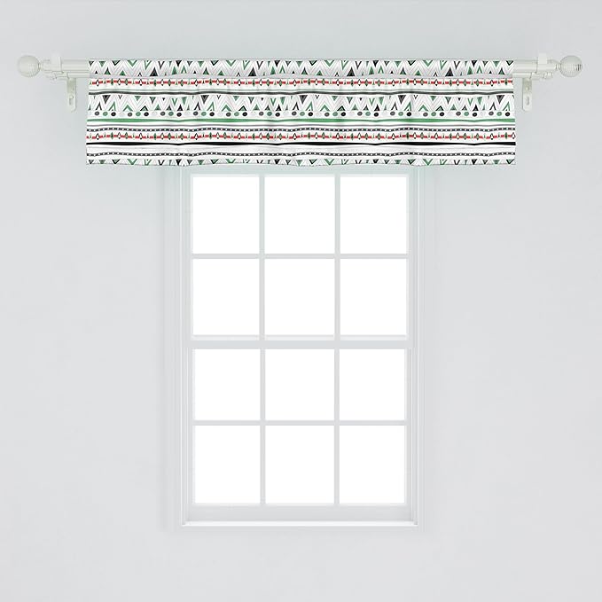 Ambesonne Tribal Window Valance, Style Traditional Aztec Pattern Old Fashioned Hippie Boho Influences, Curtain Valance for Kitchen Bedroom Decor with Rod Pocket, 42" x 12", Sea Green