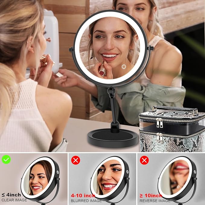 Tabletop Standing Makeup Mirror with Adjustable Height, 8Inch Mirror
