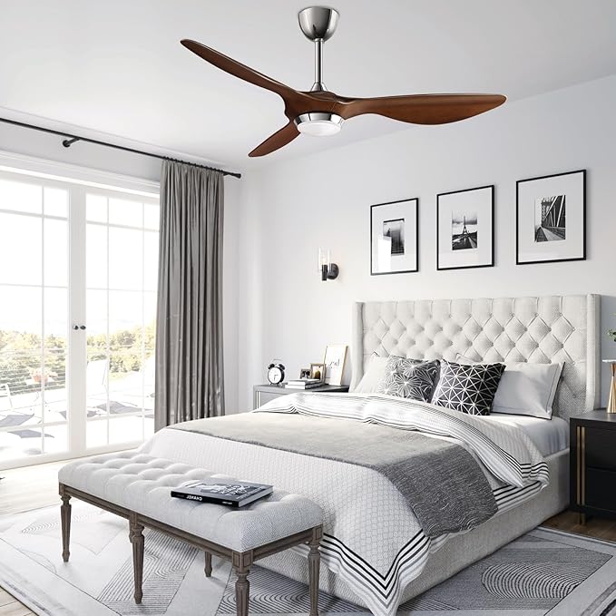 reiga 52 Inch ETL Listed High CFM Quiet DC Motor Smart Ceiling Fans with Lights Remote Control, Indoor 3 Blade Modern Ceiling Fan for Living Room Bedroom Farmhouse