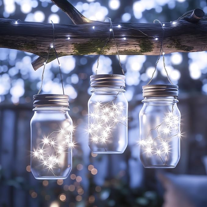 Minetom 2Pack Fairy Lights Plug in, 100 LEDs 33 Feet Firefly String Lights Waterproof Starry Lights Silver Wire for DIY Wreath Wedding Bedroom Indoor Outdoor Party Christmas Decorations, Pure White