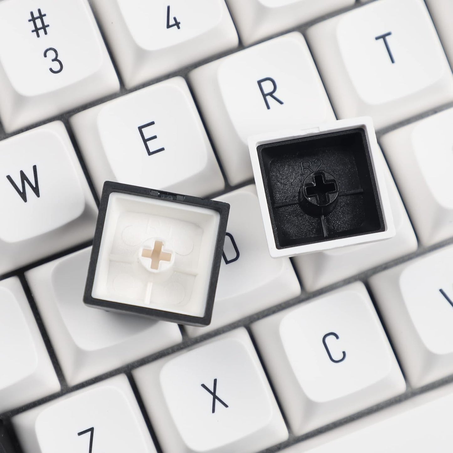 YMDK YSA Ball Shape Double Shot PBT Keycaps for MX Keyboard, 104 87 61 Melody 96 KBD75 ID80 GK64 SP84 (Black White Mix)