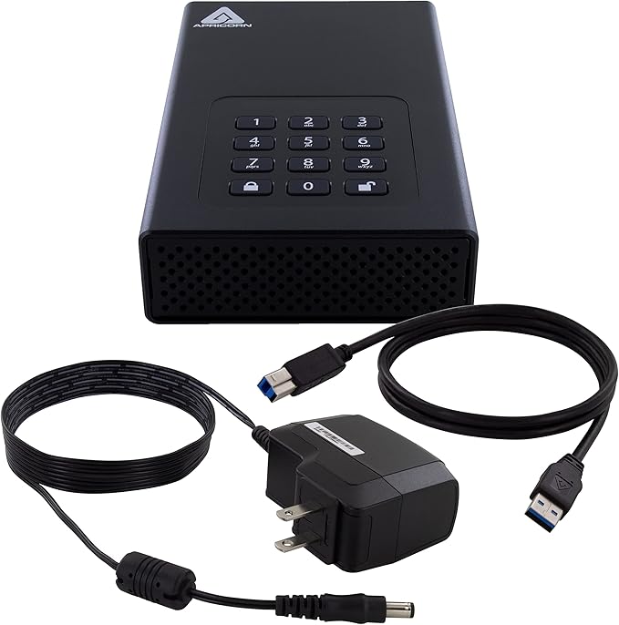 Apricorn 12TB Aegis Padlock DT 256-Bit Encrypted USB 3.0 Hard Drive (ADT-3PL256-12TB)