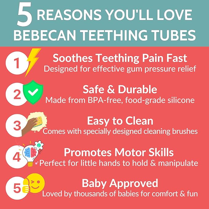 Teething Sticks for Babies 0-36 Months - Super Soft Silicone Teethers in 6 Vibrant Colors, Infant Teething Relief, Multicolored Teething Toys