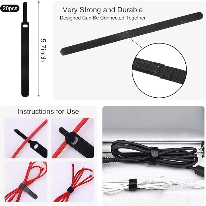 137PCS Cable Management Kit 4 Cable Sleeve Split 100 Cable Zip Ties 10 Cable Clips 15 Adhesive Wall Cable Tie 10 Cable Zip Tie for TV Computer Office Home Under Desk