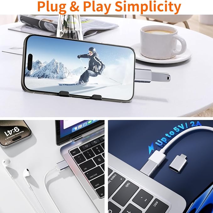[Apple MFi Certified] USB C to USB Adapter, USB C Male to USB 3.0 Female OTG Cable Converter Compatible with MacBook Pro Air, Tablets, iPhone 17 Pro Max/17 Plus/16/15 Series
