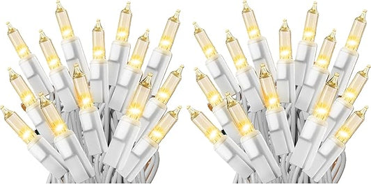 Holiday Pride White Christmas Tree Lights - 100 Count Clear White Lights String on White Wire - 24 Ft - Indoor/Outdoor Use - UL Listed - Static & Flashing Modes - Connectable (Pack of 2)
