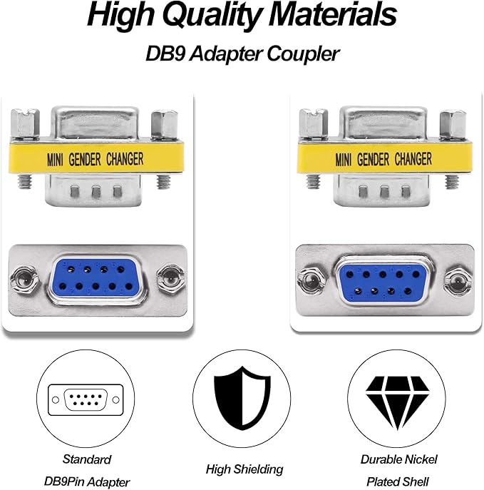 DB9 Gender Changer Solderless Connector Female to Female Adapter Mini RS232 D-SUB 9 Pin Serial Cable Coupler-4pcs