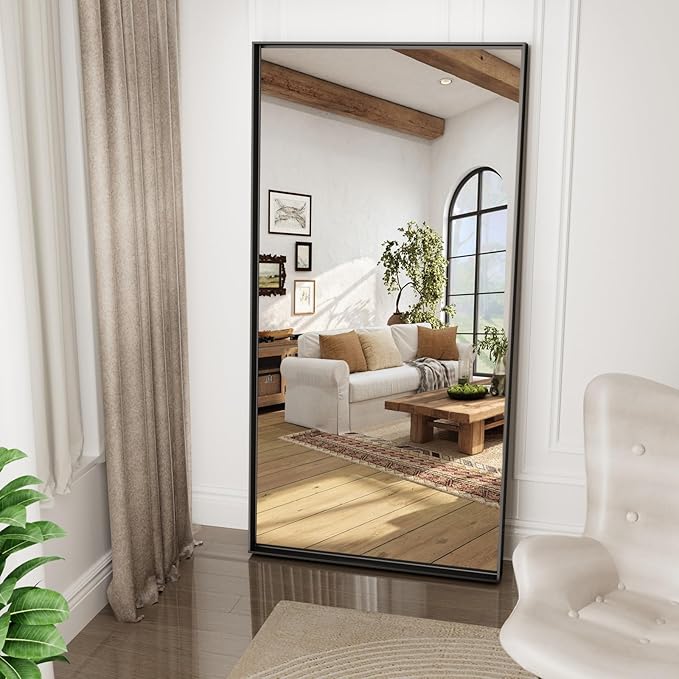 60x40 Inch Black Bathroom Mirrors for Over Sink, Large Wall Mirrors, Tempered Glass, Aluminum Metal Framed, Bathroom Vanity Mirrors, Living Room Bedroom Entryway Mirror (Horizontal/Vertical)