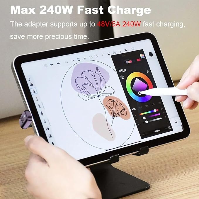 USB-C U-Shape Adapter 40Gbps [2 Pack], 180 Type-C Male to Female, 8K at 60Hz USB 3.1, Laptop, Tablet, VR, Camera, Smartphone