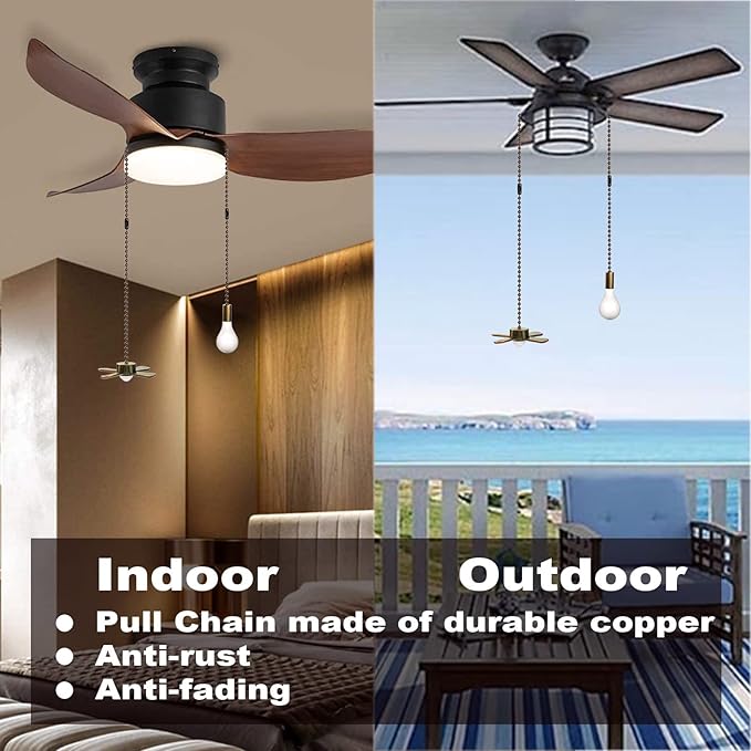 Ceiling Fan Pull Chain Decorative Ornaments Extension for 13.6 Inch Fan Pulls and Light - 2 Pcs (Bronze)