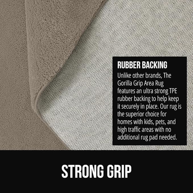 GORILLA GRIP Ultra Soft Washable Area Rug, Stain and Slip Resistant Plush Thick Carpet for Bedroom Living Room, No Shed Floor Rugs, Pet Friendly, Dorm Essentials, Kids Nursery Home Decor, 4x6, Taupe