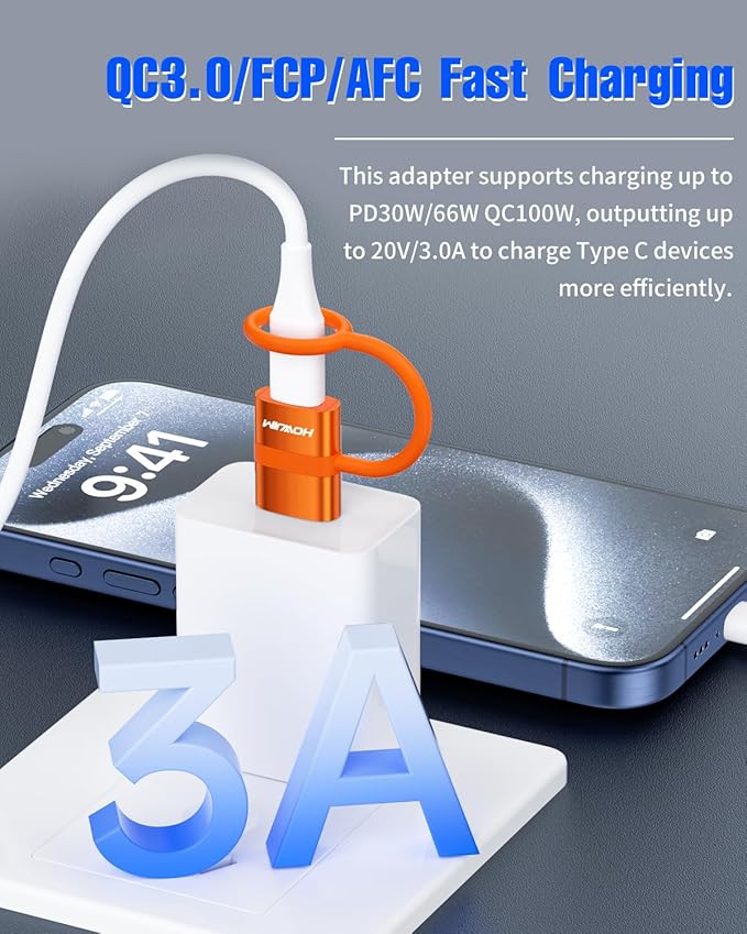 USB to USB C Adapter 2 Pack,5Gbps USB C Female to USB 3.0 Male Adapter,Fast Charging Type C Charge Converter for M-acBook,Phone 15 16 17,Pad,A-pple Watch,A-irpods,G-alaxy,Anti-Lost Loop Orange