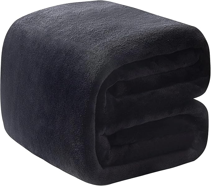Polar Fleece Blanket Travel Size Lightweight Throw for The Bed Extra Soft Brush Fabric Super Warm Sofa Blanket 50"x 61"(Black Travel)