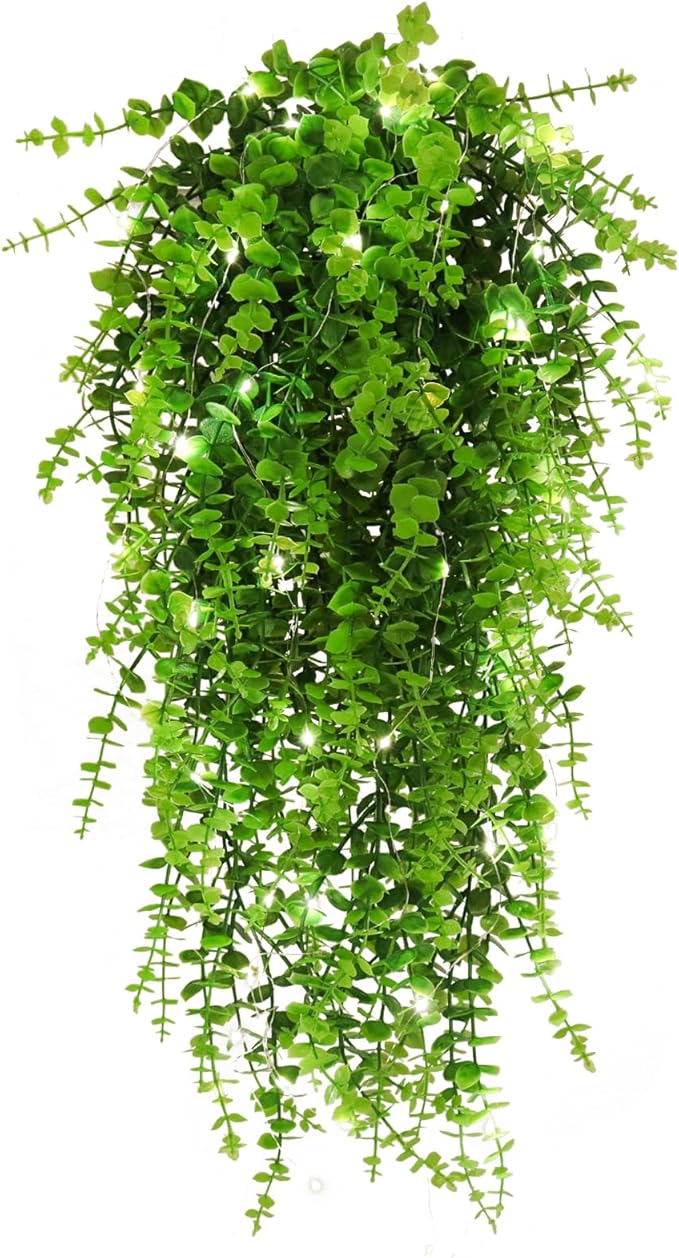 RECUTMS Hanging Plants Outdoor UV Resistant Faux Hanging Plants Indoor Artificial Decor Outdoor Artificial Hanging Plants for Wall House Room Patio Indoor Outside Home Shelf Office Decor in 3 Pcs