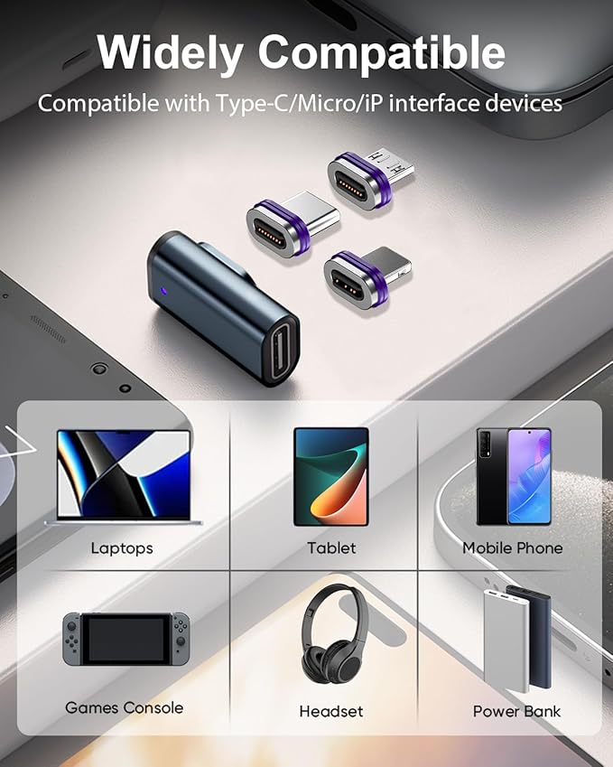 Magnetic 16PIN USBC/TYPEC Tips Terminal Universal 240W PD Fast Charging 480MBPS Compatible with 16-Pin Adapters Cables for NEW Devices