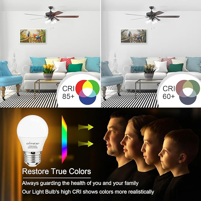comzler 6W A15 LED Bulb Daylight 60 Watt Equivalent, E26 Medium Screw Base Small Light Bulb Cool White 5000K, Home Lighting Decorative Ceiling Fan Light Bulbs Non-Dimmable, Pack of 8