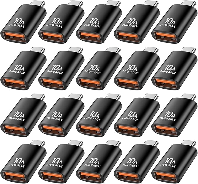 USB C to USB Adapter(20 Pack), Type C Male to USB Female Adaptor OTG Converter for iPhone17/16, MacBook Pro M4/iPad/Mac mini and More.