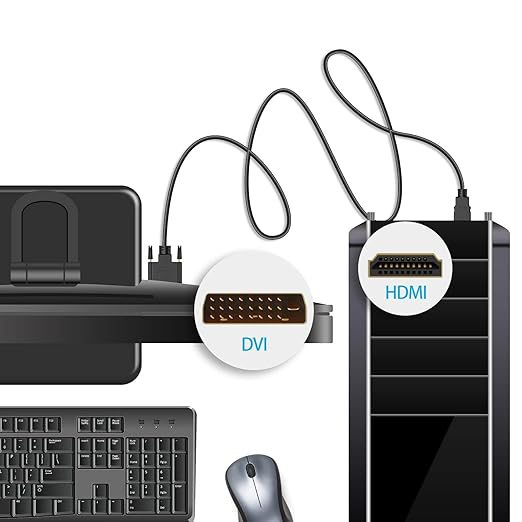 Rankie HDMI to DVI Cable, Male to Male CL3 Rated High Speed Bi-Directional, 6 Feet (Black)