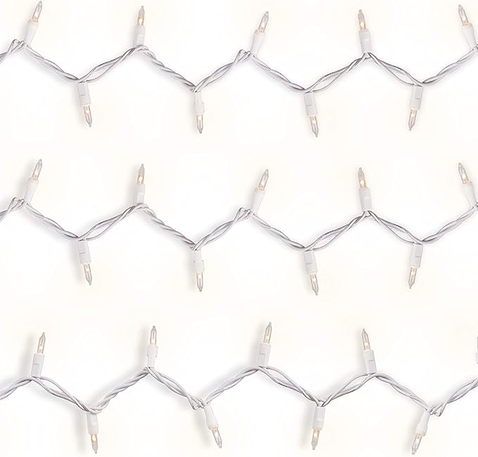 612 Vermont 50 Clear Christmas Lights on White Wire, UL Approved for Indoor/Outdoor Use, 9 Foot of Lighted Length, 11 Foot of Total Length