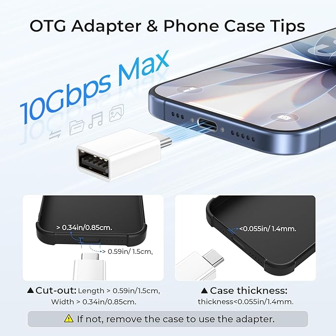 Basesailor USB to USB C Adapter with C Male to 3.0 Female Charger 4P,Thunderbolt 4 OTG Converter for MacBook,iWatch 9 10 11,iPhone 17 16 15 14 13 Plus Pro Max Mini,Galaxy S26 S25 S24 S23 S22,iPad Air