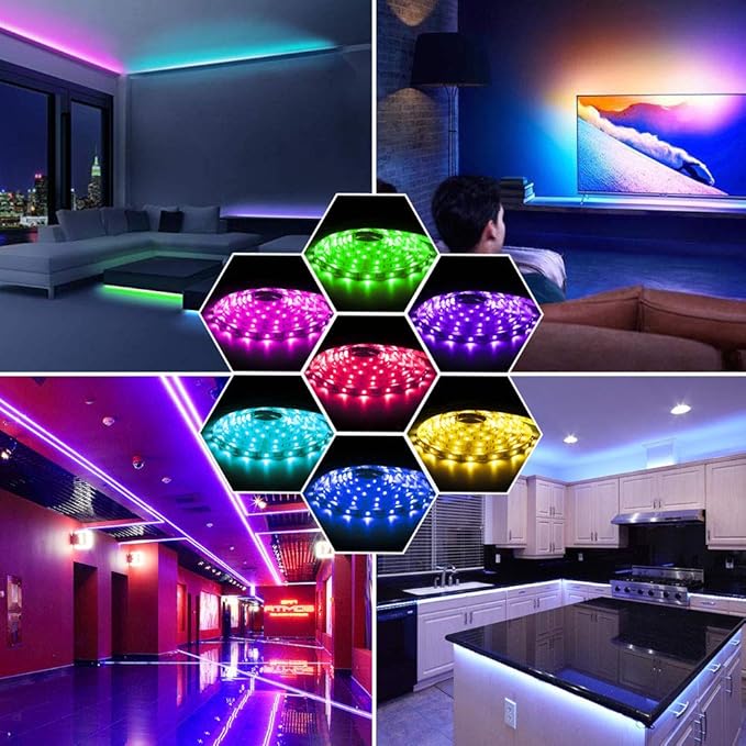 USB LED Lights Strip 16.4ft, USB Powered RGB Color Changing LED Strip with 17-Key Remote Controller, Flexible Light for TV, Bedroom, Desk, Mirror, PC, Camping & Home Decoration