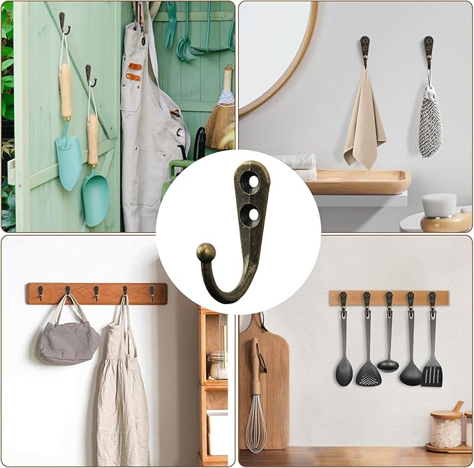 POZEAN 60 Pack Wall Hooks for Hanging, Heavy Duty Small Coat Hooks Wall Mounted for Living Room, Bathroom, Kitchen, Bedroom for Key, Cup, Bag, Hat, Scarf, and More (Bronze)