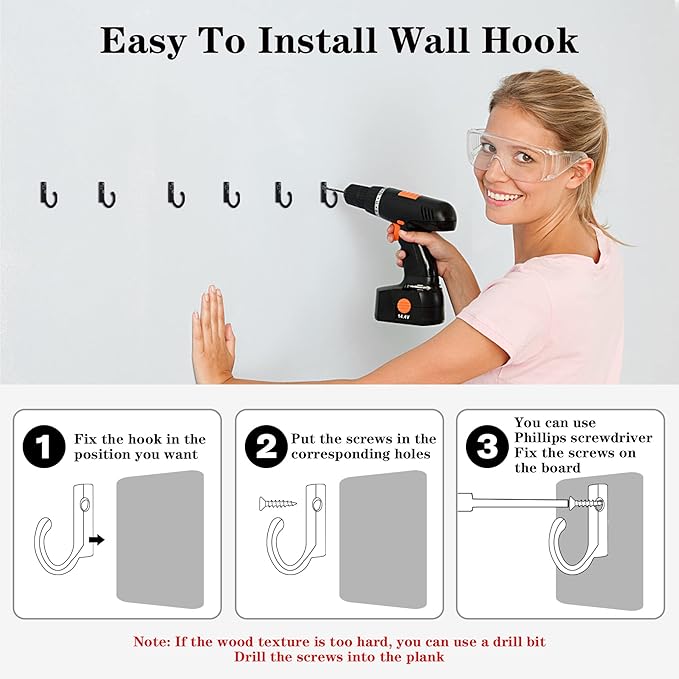 Coat Hooks-120 Pack Farmhouse Hooks with 120Pcs Metal Screws, Black Decorative Rustic Coat Hooks Rack, Wall Mounted Single Prong Robe Hook, Vintage Organizer Hanging Wire Hook Key Hooks