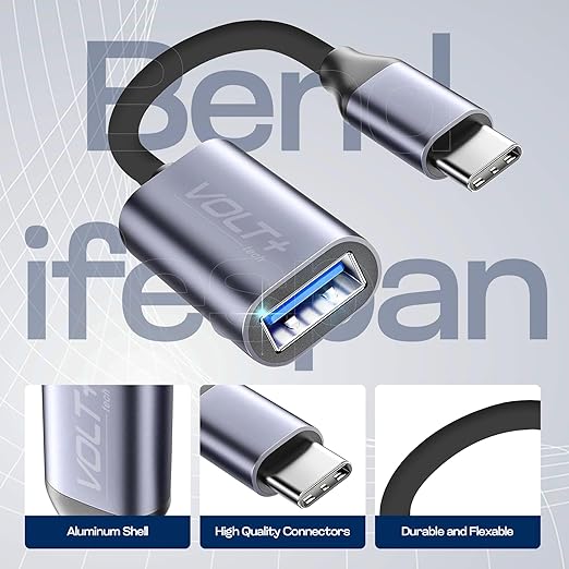 OTG USB-C to USB 3.0 Adapter [2Pack] Thunderbolt 3 Compatible with Apple MacBook Pro/Air iPhone 16 Pro Max/Plus/15 Samsung Galaxy S24/S23/S22/S21 (Black)