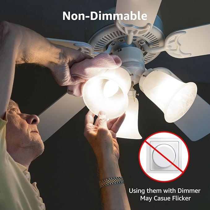 Lepro E12 LED Candelabra Light Bulbs, 5000 Kelvin Daylight White 5.5 watt, 40 watt Equivalent B11 C37 Ceiling Fan Bulb Chandelier Bulbs, Type B Small Base Candle Lights, Plastic, Not-dimmable, 6-Pack