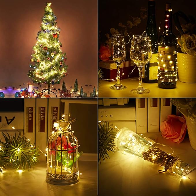[12-Pack]String Lights Led Fairy Battery Starry String Lights 20 Tiny Lights On 3.5Ft Silver Wire For DIY Wedding Centerpiece, Mason Jar Craft, Christmas Tree, Garlands, Party Decoration (warm white)