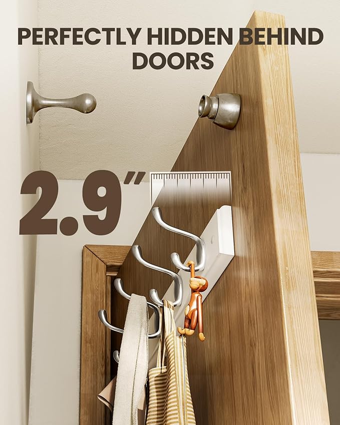AMADA HOMEFURNISHING Coat Rack Wall Mount 2 Pack, Wall Hooks for Coats, Hats - White