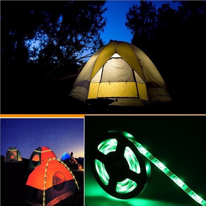 6.56 feet Battery Powered LED Strip Lights, DIY Indoor and Outdoor Decoration, Waterproof, 24 Keys Remote, 2 Pack