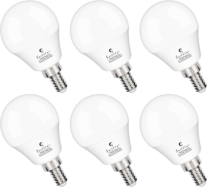 Sailstar A15 Ceiling Fan Light Bulbs, E12 Base, 6Watt (60-Watt Replacement), Soft White 2700K, Non-Dimmable, Candelabra Base LED Light Bulb, 6 Pack