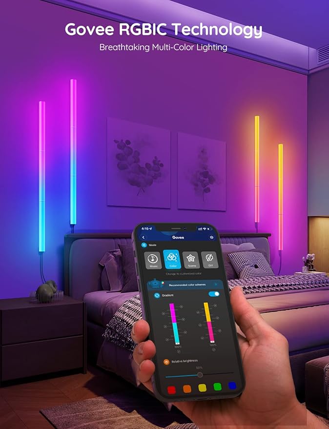 Govee Glide Wall Lights, RGBIC LED Light, Smart Gaming Light Works with Alexa and Google Assistant, RGB Lights Bar, LED Wall Lights for Bedroom, 2 Panels Set (3 Sections/Panel)