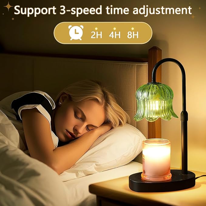 Candle Warmer Lamp Electric Timer - House Gifts New Home Bedroom Decor Candle Lamps Green Candle Lights