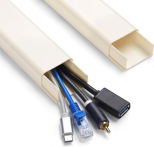 Wire Cover for Wall Mount TV, 32in (2X L16in) Wall Cord Cover, X-Large TV Cable Hider Hide Cords Wall Mounted TV, Cord Hider Wall, Wall Cable Cover Cable Raceway Beige W1.54in x H0.75in
