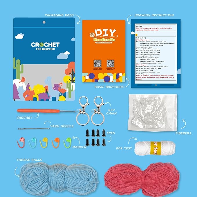 Wizardi Amigurumi DIY Crochet Kit - Octopuses F07N8-M47