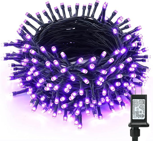 ODEETRONIC Purple Halloween Lights, 98.4ft 300 LED Purple String Lights, 8 Modes Halloween Light String Connectable, Plug in Twinkle Fairy Light Waterproof for Outdoor Holiday Party Home Tree Decor