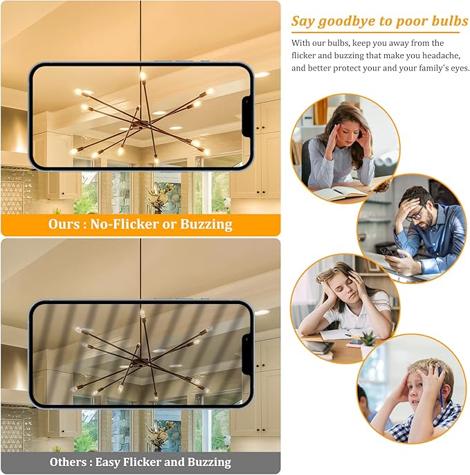 Brightever E12 Candelabra LED Light Bulbs 60W Equivalent, 2700K Soft White, 620Lumens 6W LED Chandelier Bulb, B11 Filament Clear Candle Light Bulbs Dimmable, Pack of 12 Small Base Bulbs