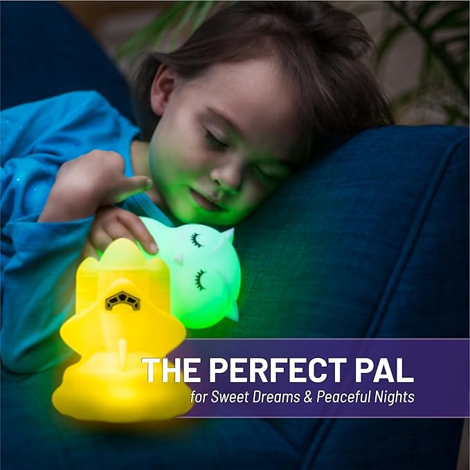 Lumipets Space Rocket LED Baby Night Light, Cordless, Touch Control, Soft Silicone Material, 8 Lulling Colors, Portable
