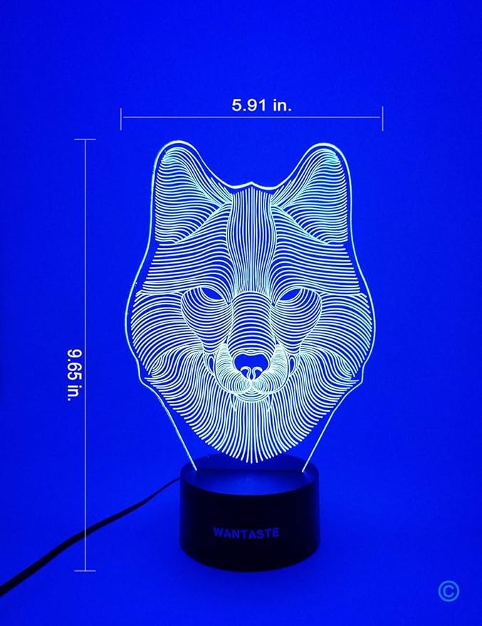 Wolf 3D Decor Lamp with Remote, Toys for Girls Boys Room, 7 Colors Changing Night Light Bedside Gifts for Kids Baby
