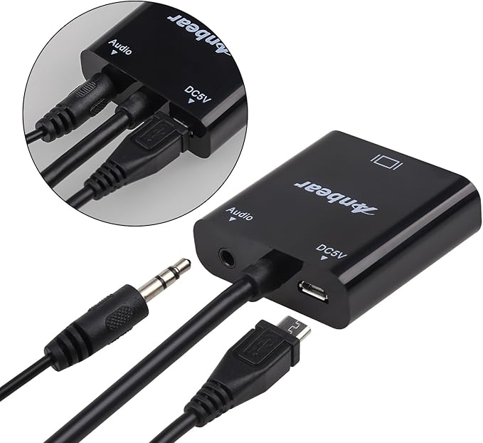 HDMI to VGA with Audio, Gold-Plated HDMI to VGA Adapter 2 Pack (Male to Female) Compatible for Computer, Desktop, Laptop, PC, Monitor, Projector, HDTV, Chromebook,Roku, Xbox and More