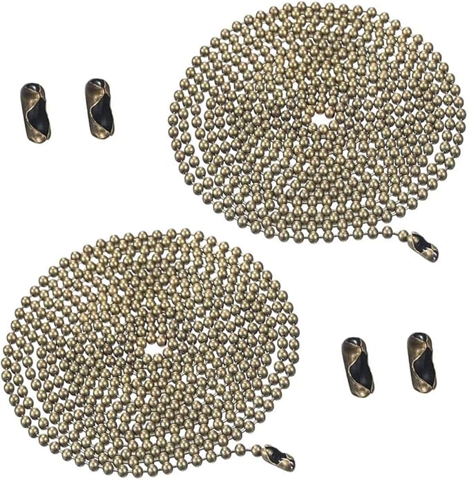 Vinaco Pull Chain Extension, 2 Pack 36 inch Fan Chain Extender with 6 Strong Matching Connectors, Strong Bearing & Rustproof #6 Size Pull Chain for Ceiling Fan Pull Chain