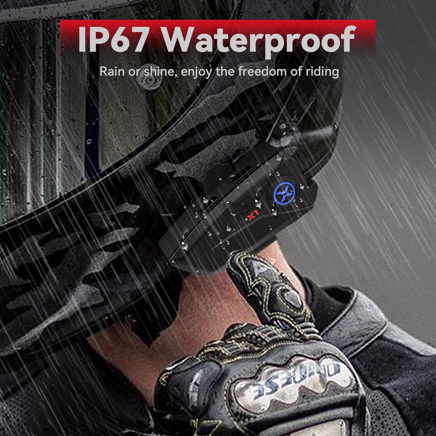 X1 Motorcycle Helmet Bluetooth Headphones V5.3, 40mm Helmet Speakers with IP67 Waterproof, 60 Hours Playing Time